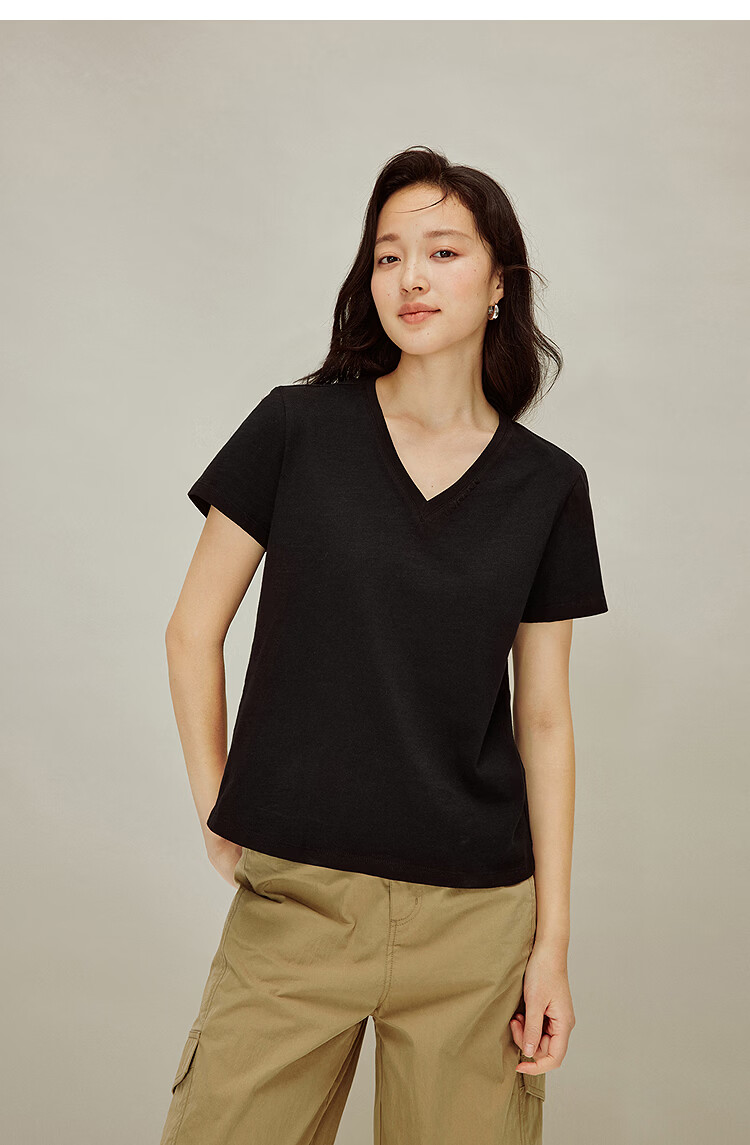 INMAN Casual Fitted Crew Neck Short Sleeve T-Shirt 26 Summer Women's New Solid Color Inner Top White M 39