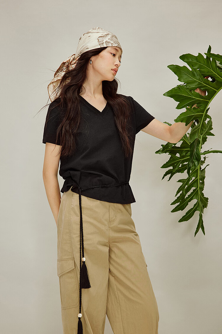 INMAN Casual Fitted Crew Neck Short Sleeve T-Shirt 26 Summer Women's New Solid Color Inner Top White M 20