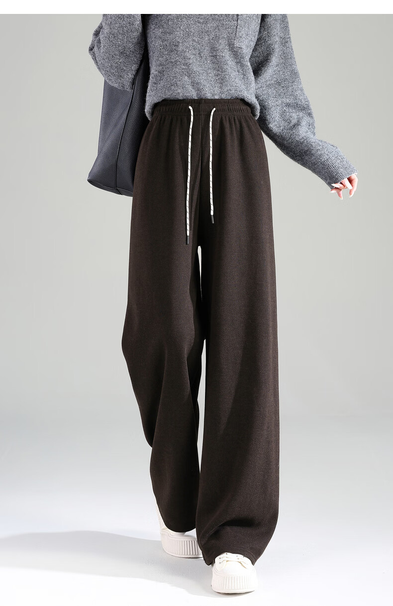 TonLion 2025 Winter New Casual Women's Elastic Waist Fleece Lined Stylish Versatile Autumn Winter Lazy Style Pants 28