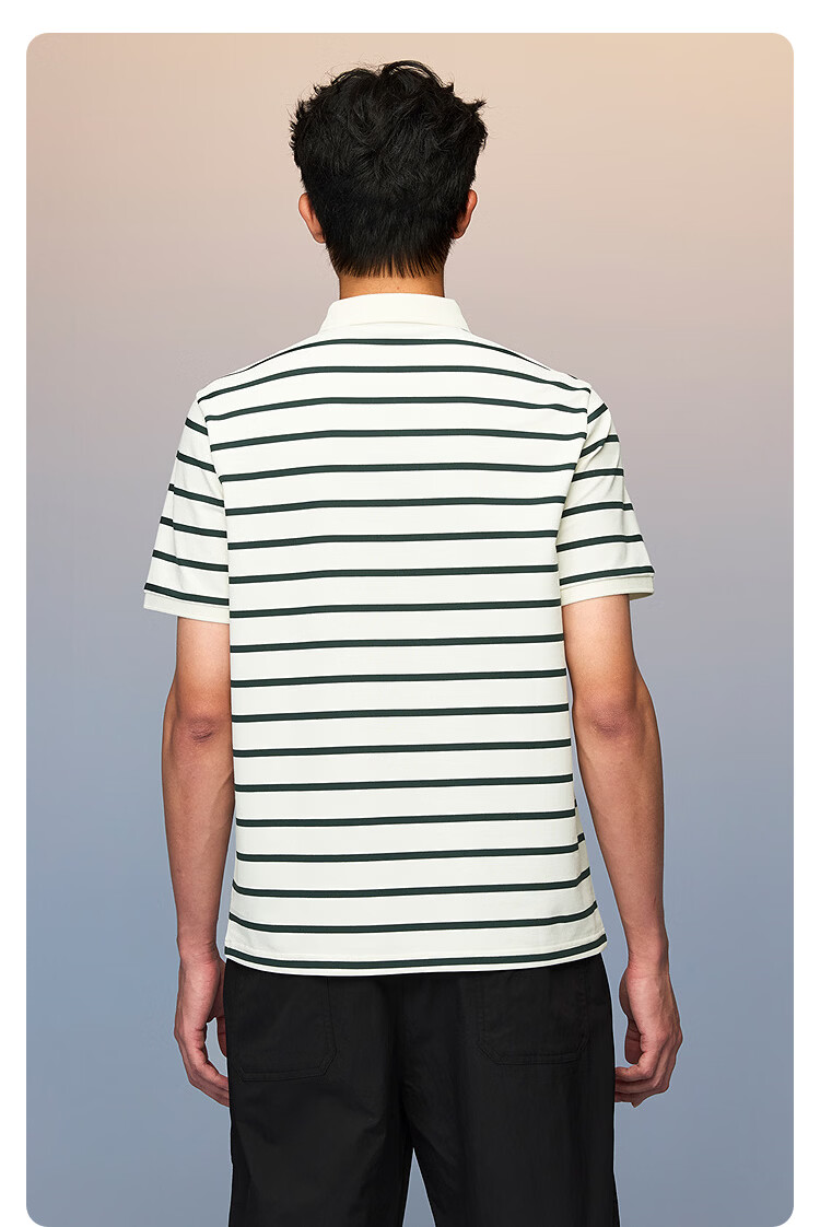 HLA Short-Sleeve Polo Shirt for Men, 2026 Year of The Horse, Turn-Down Collar, Striped Short T-Shirt for Men, Summer Wear 6