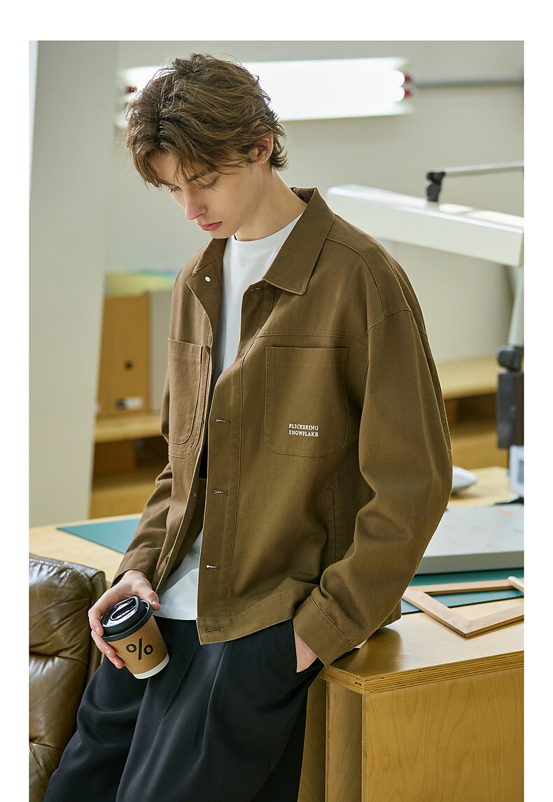 TonLion 2026 Spring New Lapel Jacket Men's Casual Loose American Vintage Workwear Jacket 7