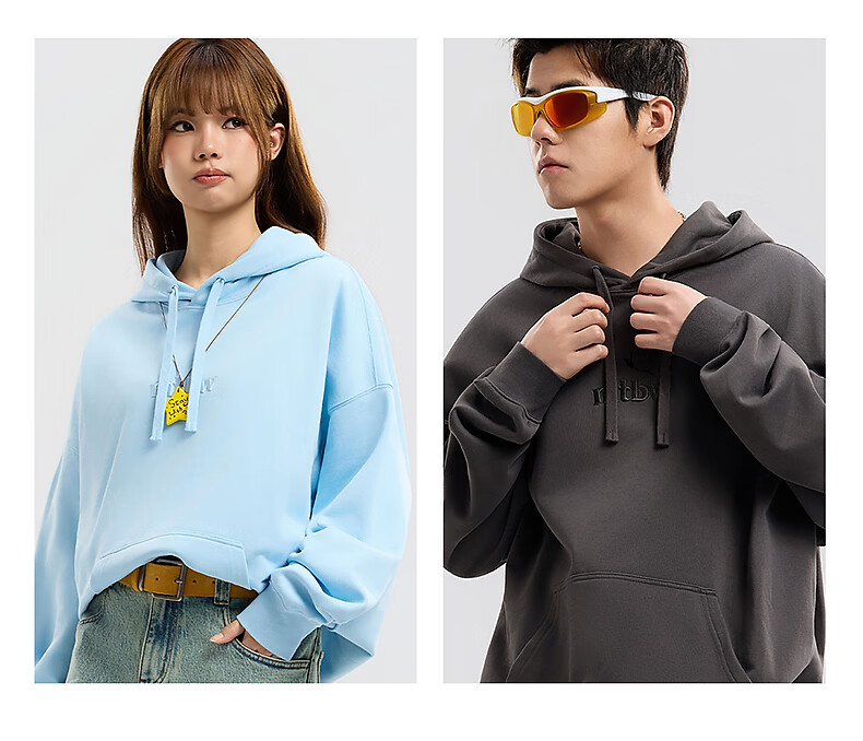 Metersbonwe Unisex Hoodie Spring Autumn New Sports Casual Long Sleeve Hooded Sweatshirt Dark Gray XL180/100A 17