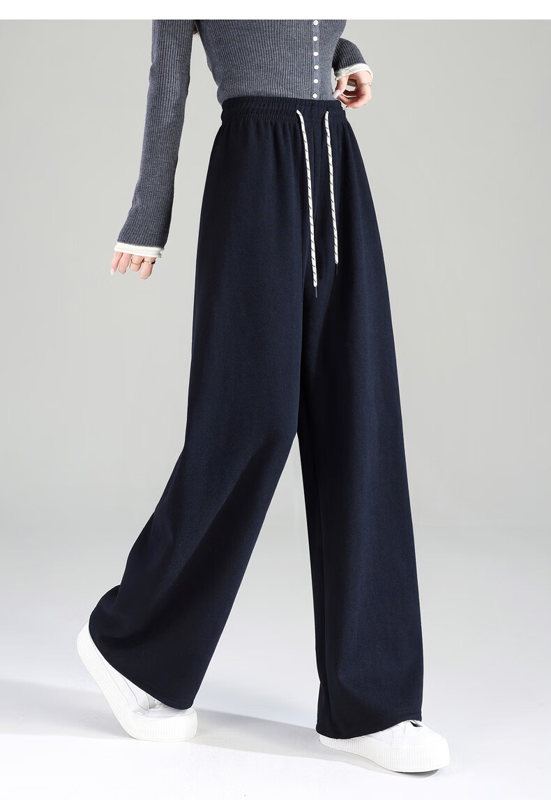 TonLion 2025 Winter New Casual Women's Elastic Waist Fleece Lined Stylish Versatile Autumn Winter Lazy Style Pants 33