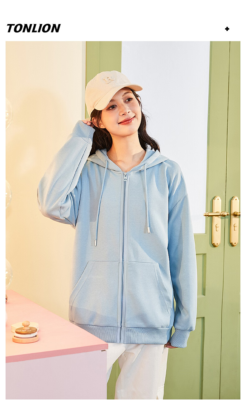 TonLion Women's Heavyweight Hoodie Cardigan Jacket Casual Loose Fit Trendy Small Size Spring Autumn New Arrival 12