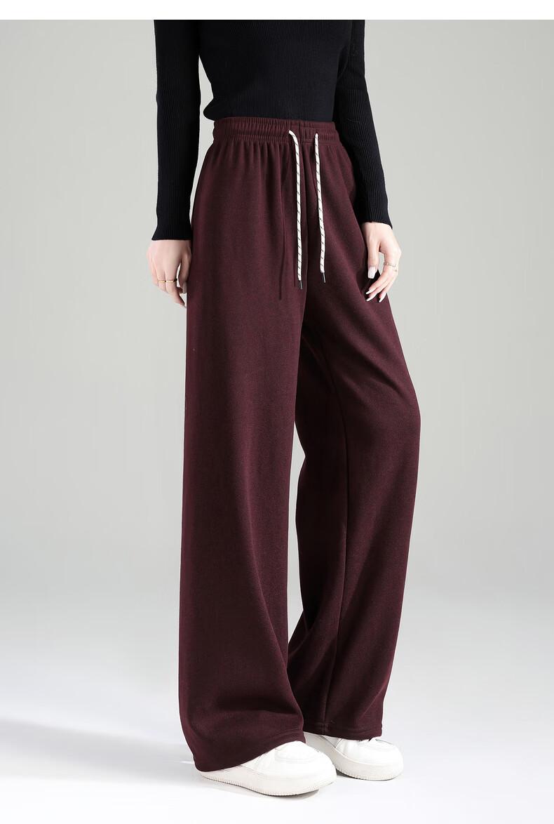 TonLion 2025 Winter New Casual Women's Elastic Waist Fleece Lined Stylish Versatile Autumn Winter Lazy Style Pants 18