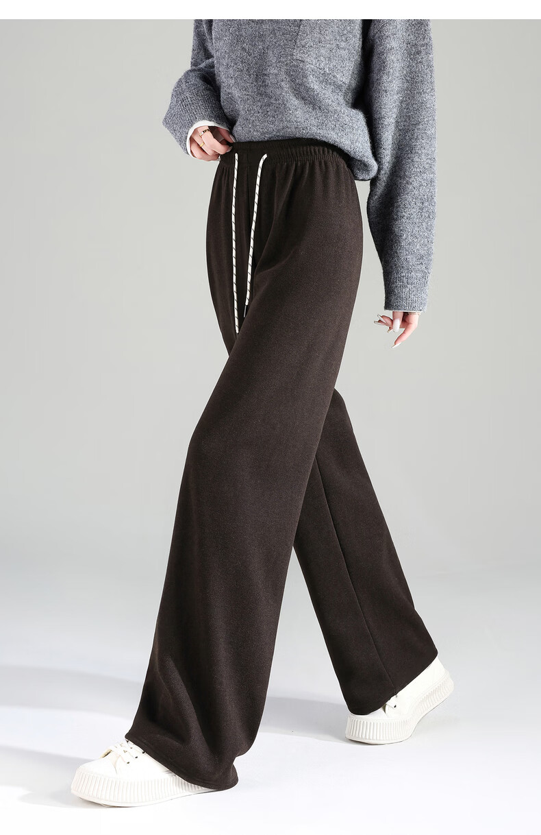 TonLion 2025 Winter New Casual Women's Elastic Waist Fleece Lined Stylish Versatile Autumn Winter Lazy Style Pants 26