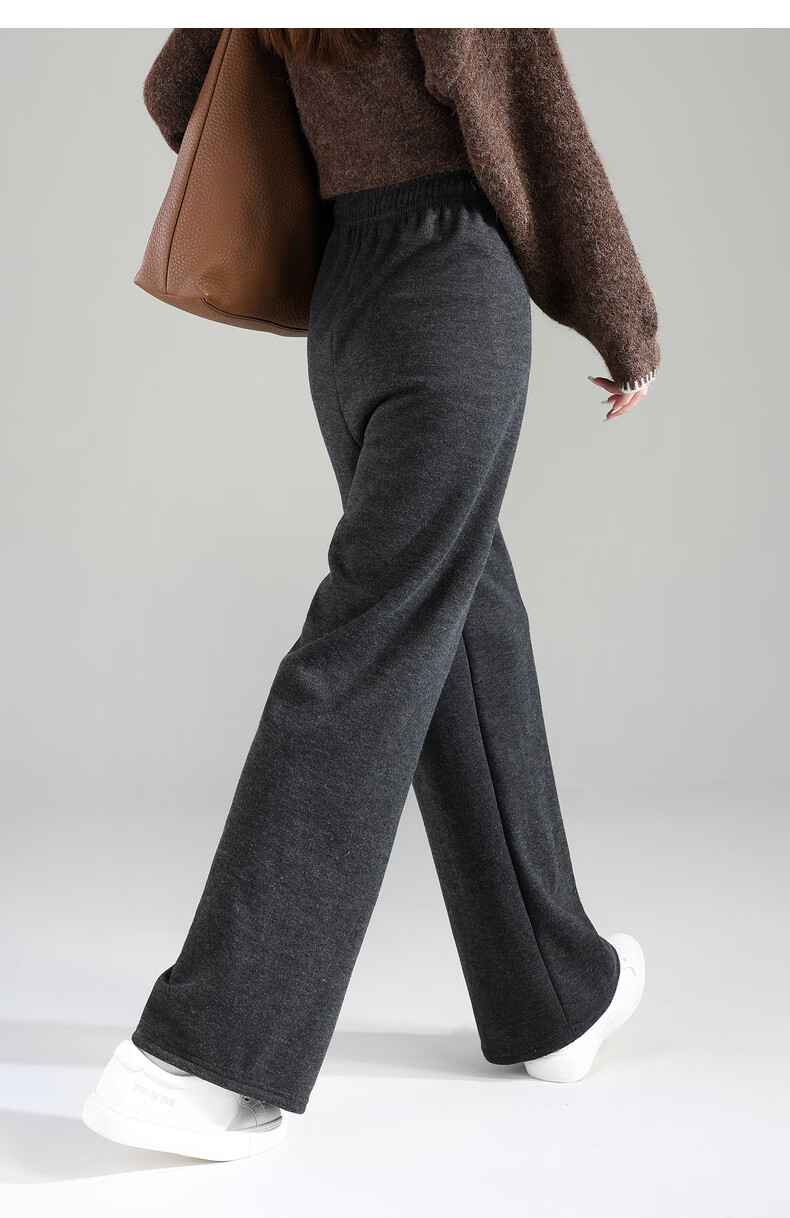 TonLion 2025 Winter New Casual Women's Elastic Waist Fleece Lined Stylish Versatile Autumn Winter Lazy Style Pants 12