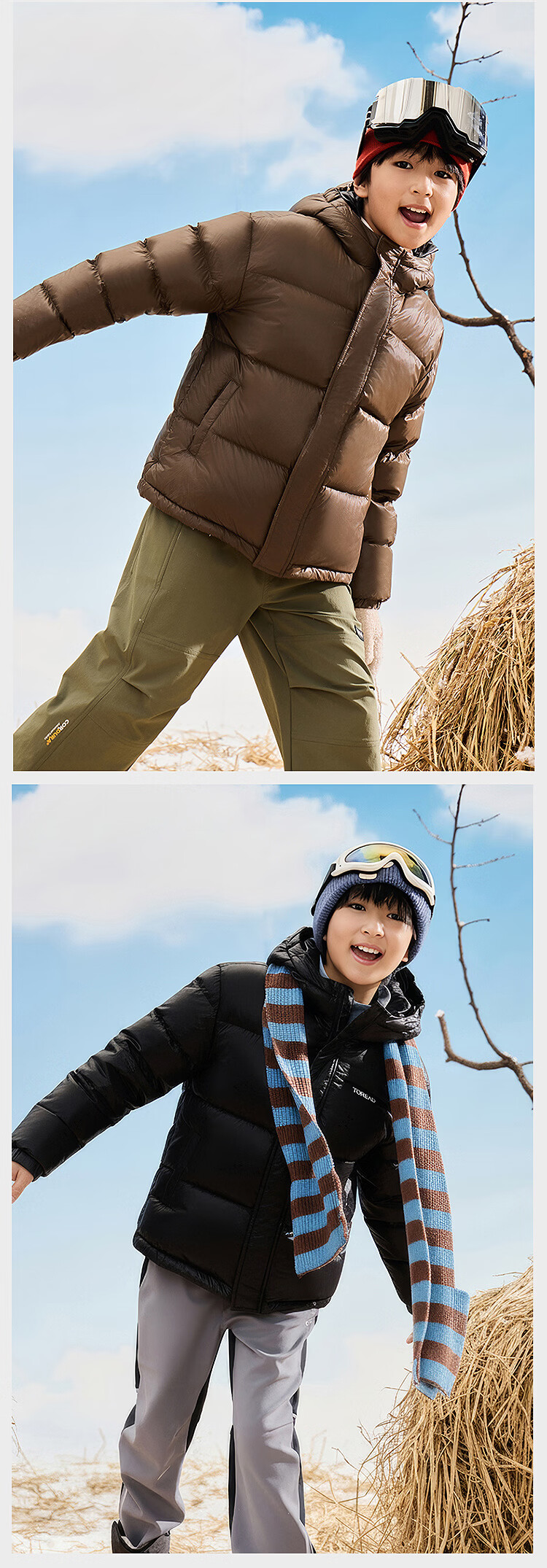 TOREAD Kids Down Jacket Unisex Winter Thickened Windproof Puffer Coat Military Green 120 14