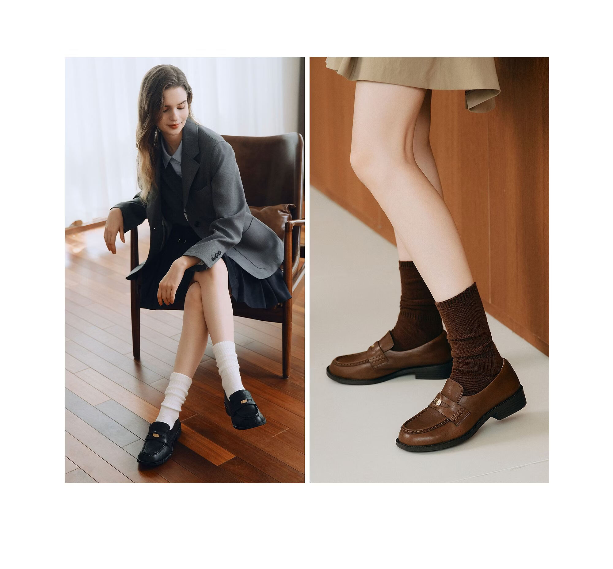 73Hours Women's Shoes Comfortable Imprint 2026 Spring New Old Money Style Cowhide Square Heel Solid Color Loafers Fashion 7