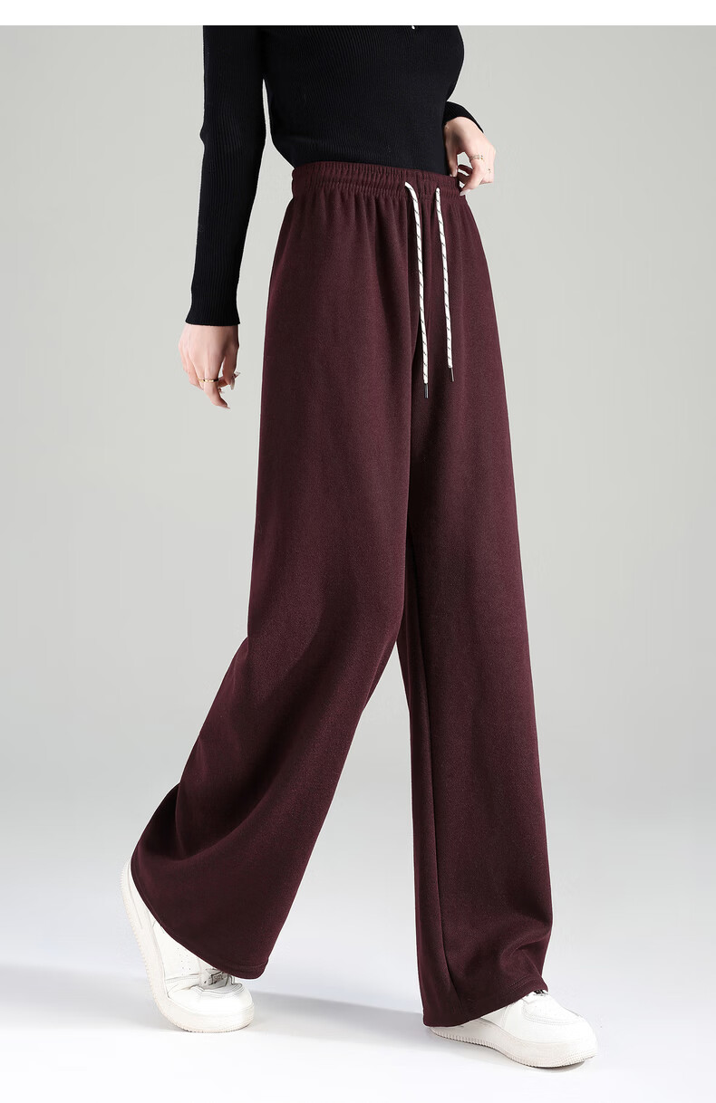TonLion 2025 Winter New Casual Women's Elastic Waist Fleece Lined Stylish Versatile Autumn Winter Lazy Style Pants 19