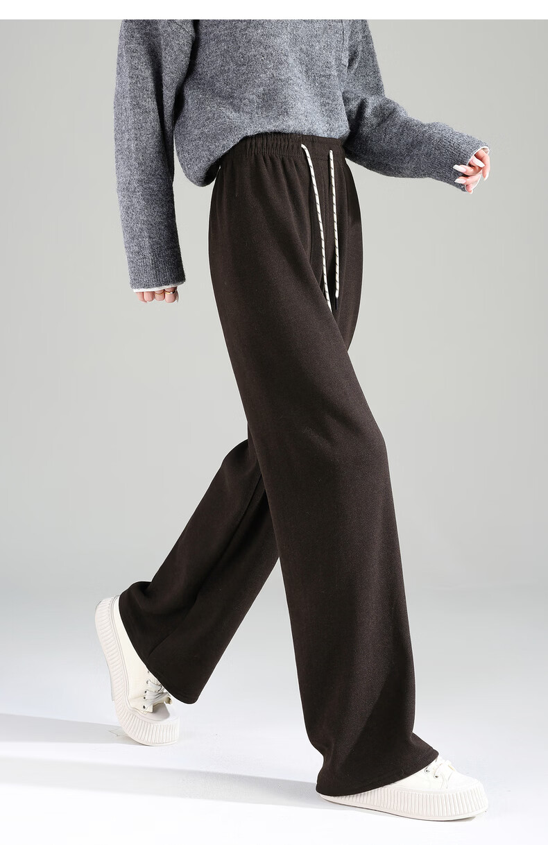 TonLion 2025 Winter New Casual Women's Elastic Waist Fleece Lined Stylish Versatile Autumn Winter Lazy Style Pants 27