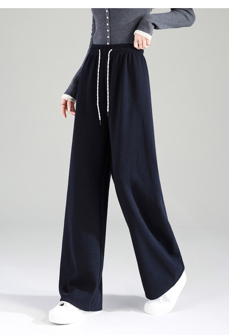 TonLion 2025 Winter New Casual Women's Elastic Waist Fleece Lined Stylish Versatile Autumn Winter Lazy Style Pants 31