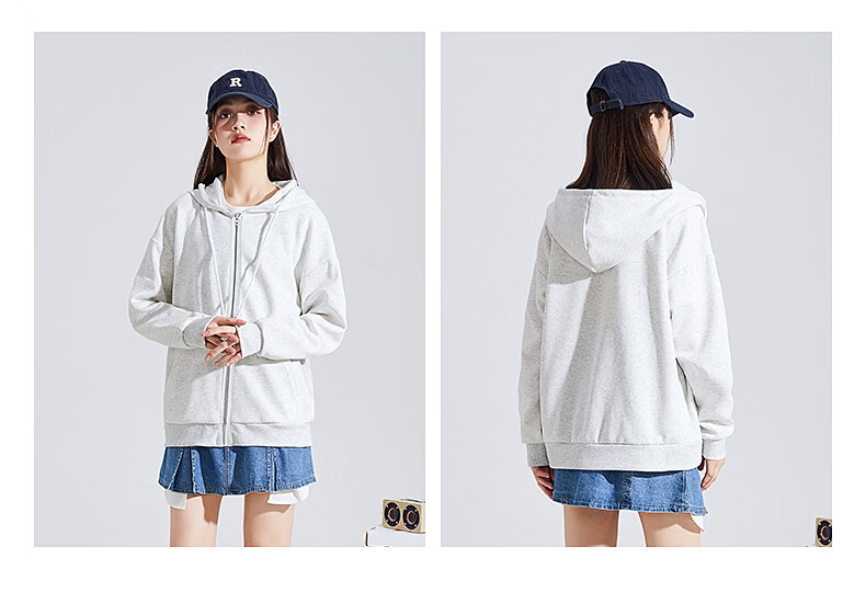 TonLion Women's Heavyweight Hoodie Cardigan Jacket Casual Loose Fit Trendy Small Size Spring Autumn New Arrival 19