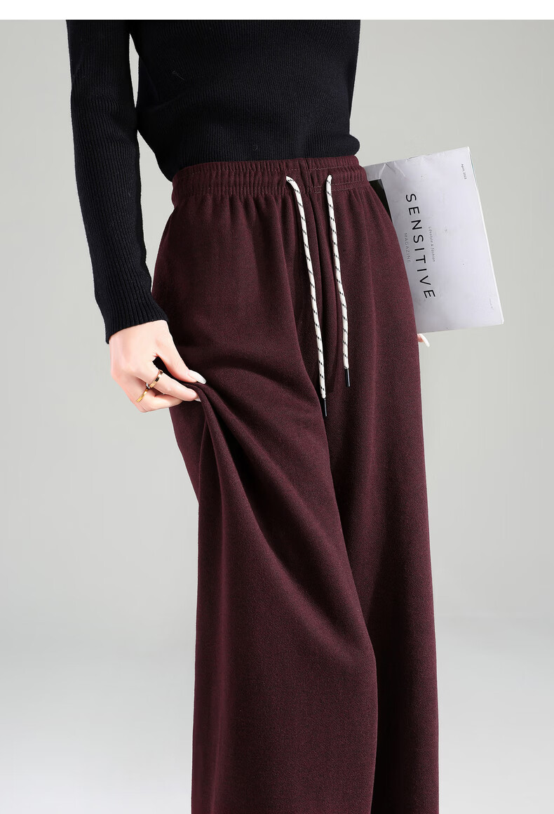 TonLion 2025 Winter New Casual Women's Elastic Waist Fleece Lined Stylish Versatile Autumn Winter Lazy Style Pants 20