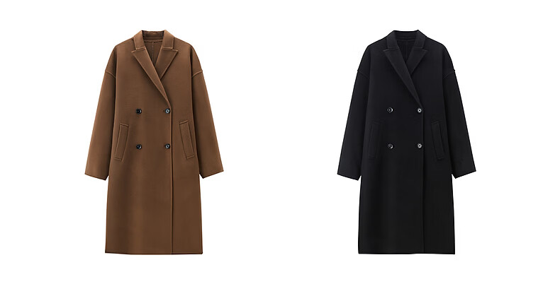 Peacebird Women's Woolen Coat Zhenrong Series Bathrobe Style 2.0 Double-Sided Woolen Jacket D Brown S 7