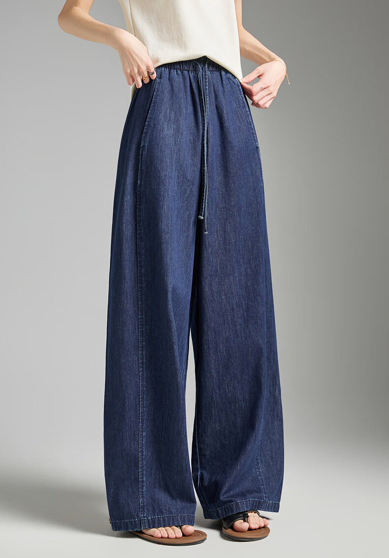 TonLion 2026 Spring Wide-Leg Women's Denim Pants Dark Blue S 2
