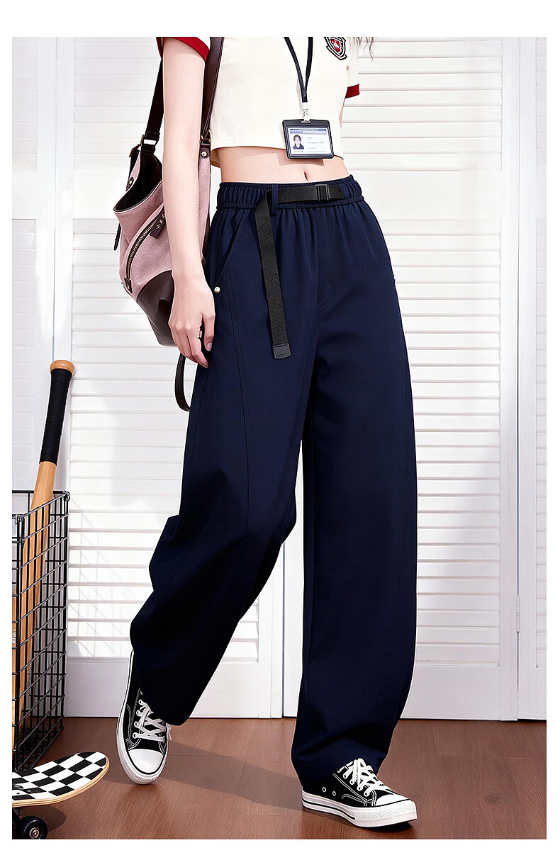 TonLion Curved Blade Work Pants Women's Spring Summer New Sports Casual Pants Elastic Buckle Design Waist Slimming Straight Pants 9