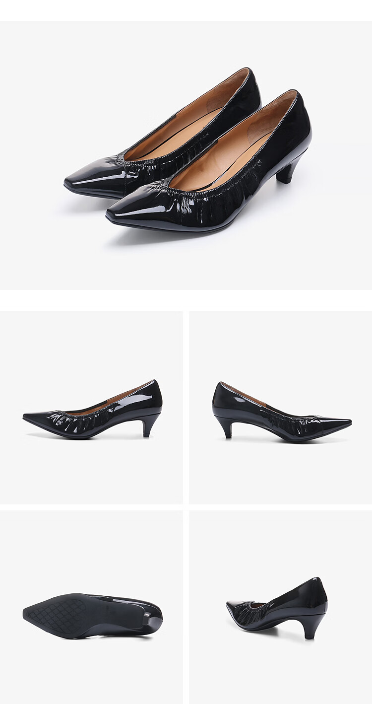 Le Saunda 26 New Style Queen Stride Pointed Toe French Style Elegant Commuter Lambskin Flats Women 7M47502 Ebony Black BKP35 8