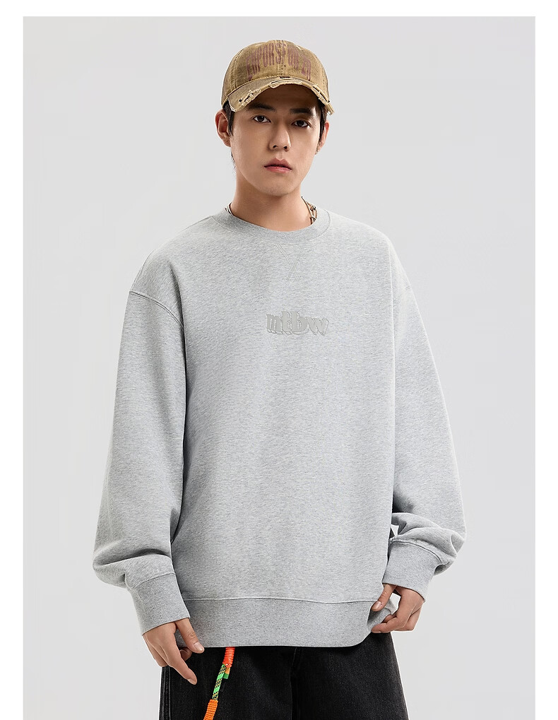 Metersbonwe Unisex Hoodie Spring Autumn New Sports Casual Long Sleeve Crewneck Top Dark Khaki 2XL185/104B 10