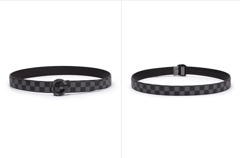 GXG Men's Commuter Black Automatic Buckle Belt with Checkered Letter Buckle Black 110cm 10