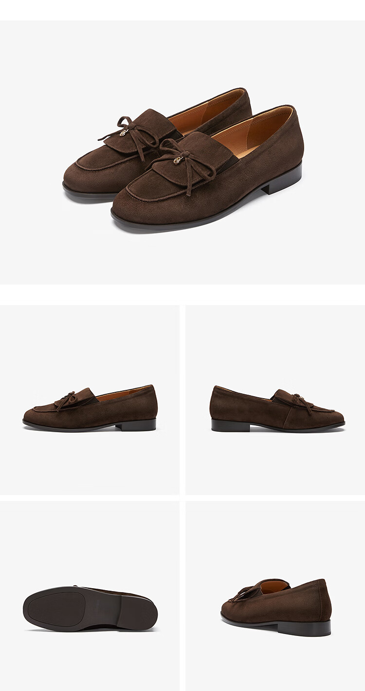Le Saunda 2026 Spring New Laifu Family Commuter Retro Genuine Leather Loafers for Women 24701 Chestnut Brown BRS 39 8