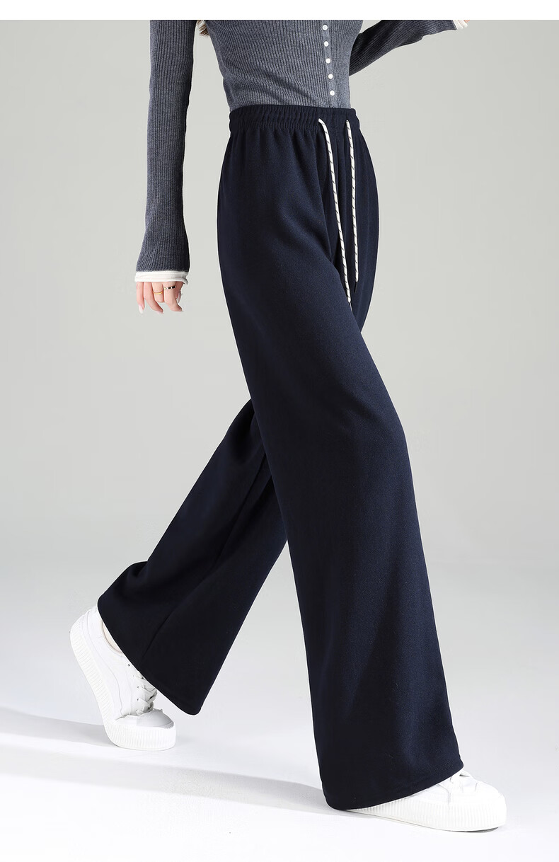 TonLion 2025 Winter New Casual Women's Elastic Waist Fleece Lined Stylish Versatile Autumn Winter Lazy Style Pants 34