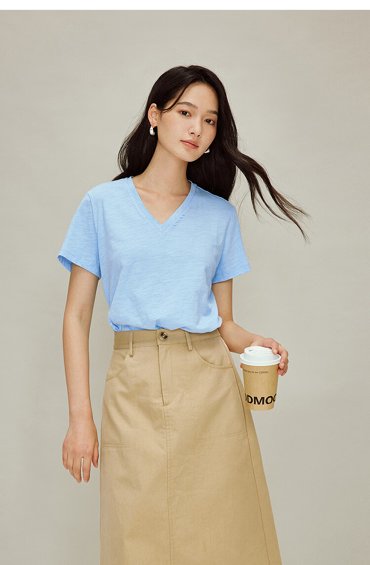 INMAN Casual Fitted Crew Neck Short Sleeve T-Shirt 26 Summer Women's New Solid Color Inner Top White M 31