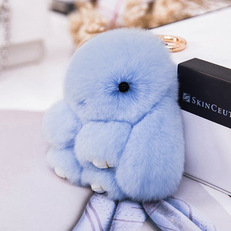 装死兔正版毛绒小兔子装死兔獭兔毛小兔子挂件可爱毛绒玩偶皮草饰品