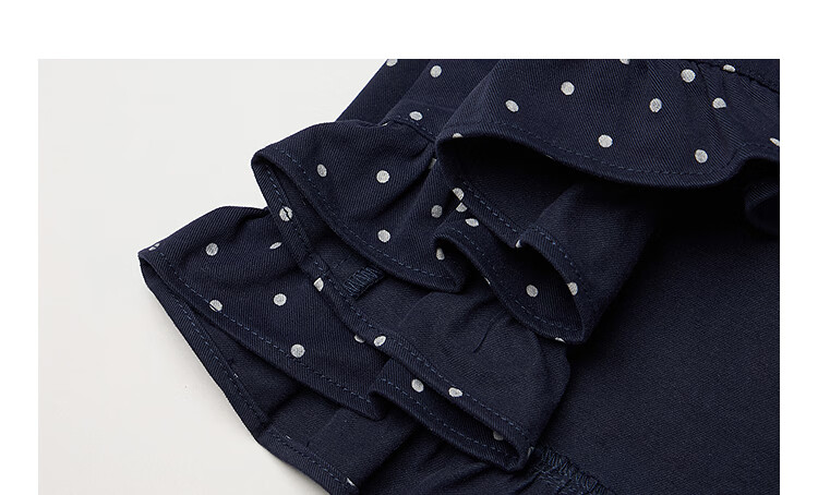 INMAN Vintage Polka Dot Ruffle Hem Cotton A-Line Skirt Blue White Dots L Spring 2026 Women's New 6