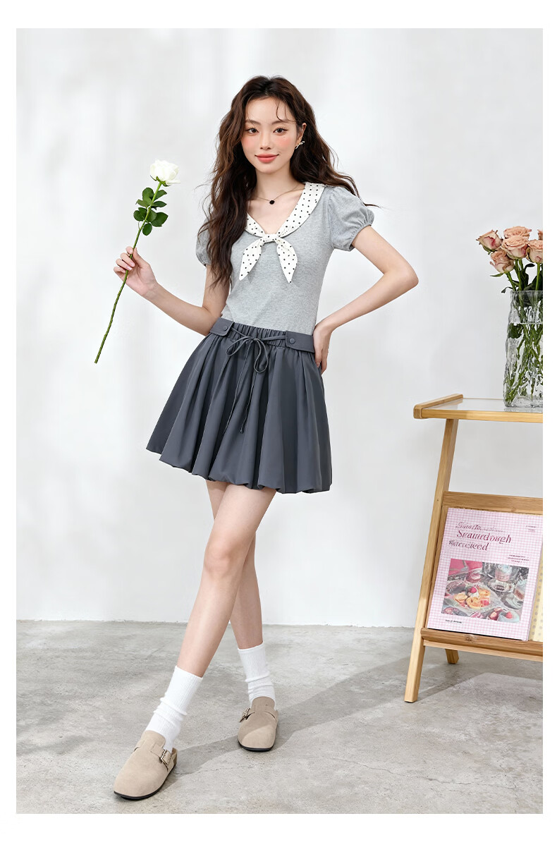 MJ STYLE Casual Skirt for Women 2026 Summer New Loose Drawstring Tulip Unique Design Simple Versatile Skirt 15