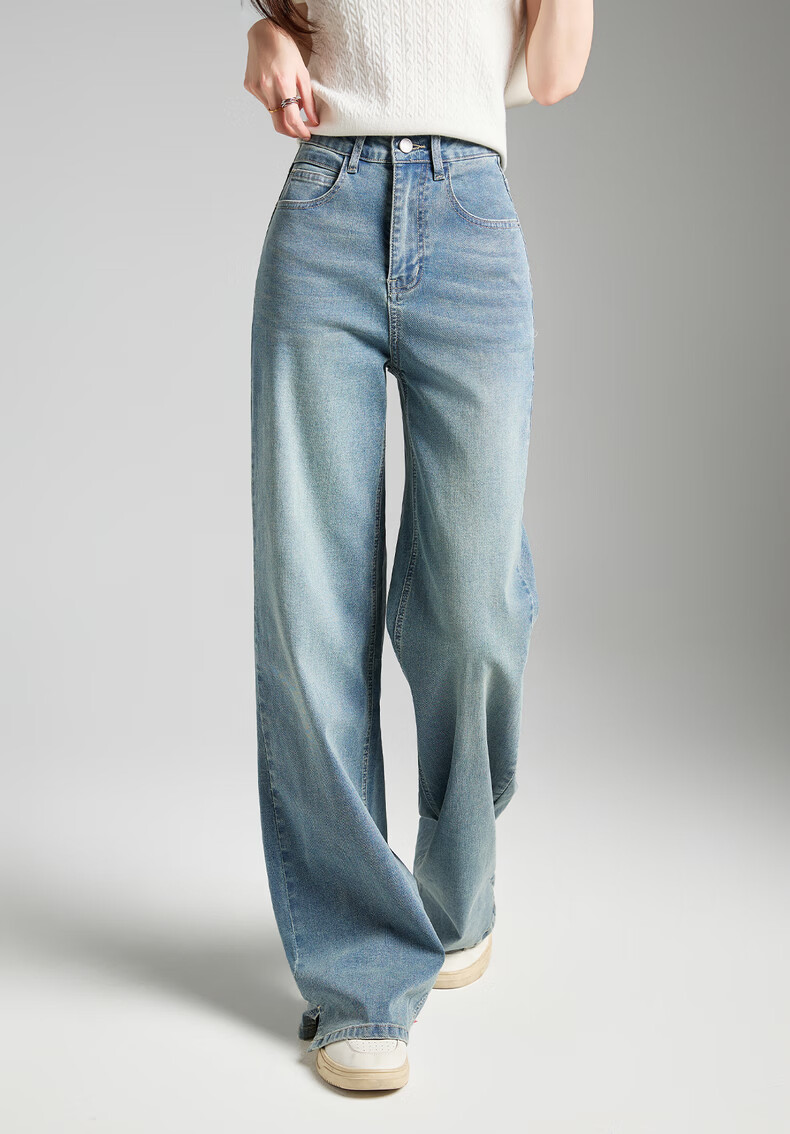 TonLion 2026 Spring New Side Slit Women's Denim Pants American Vintage Floor-Length Lazy Fashion Early Spring Outfit 2