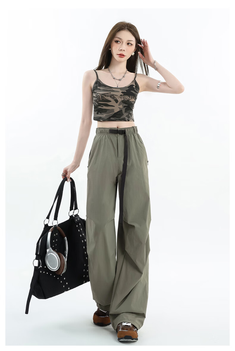 TonLion Cooling Sun Protection Workwear Pants Women Wide Leg Slim Paratrooper Pants Summer New Trend Outdoor Sports Straight Leg Trousers 10
