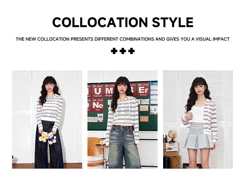 TonLion Women's Hooded Jacket Spring Summer Breathable Cool Striped Design Petite Short Long Sleeve Cardigan 5