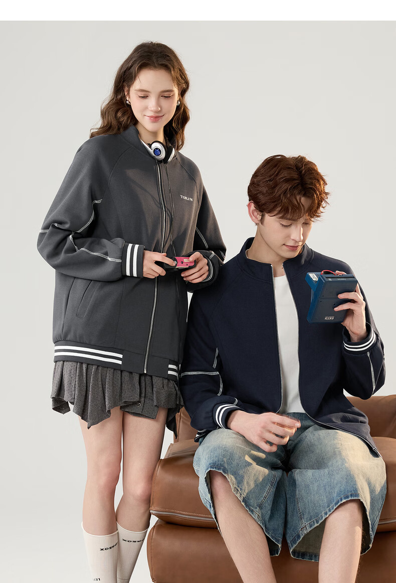 TonLion 2026 Spring New Couple Jackets Unisex Stand Collar Simple Commuter Style Unique Design Casual Loose Fit 10