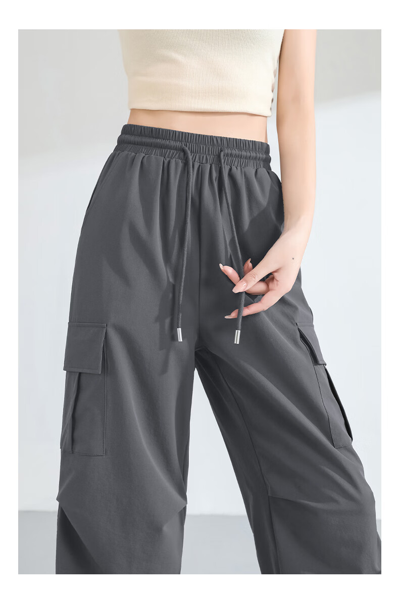 MJ STYLE Women's Casual Straight-Leg Cargo Pants 2026 Summer New Loose Breathable Outdoor Hiking Convertible Sports Trousers 9