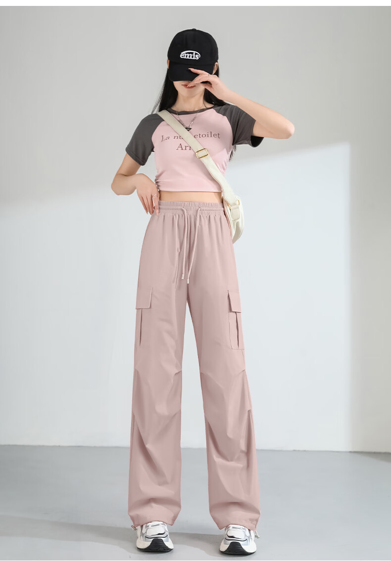 MJ STYLE Women's Casual Straight-Leg Cargo Pants 2026 Summer New Loose Breathable Outdoor Hiking Convertible Sports Trousers 6