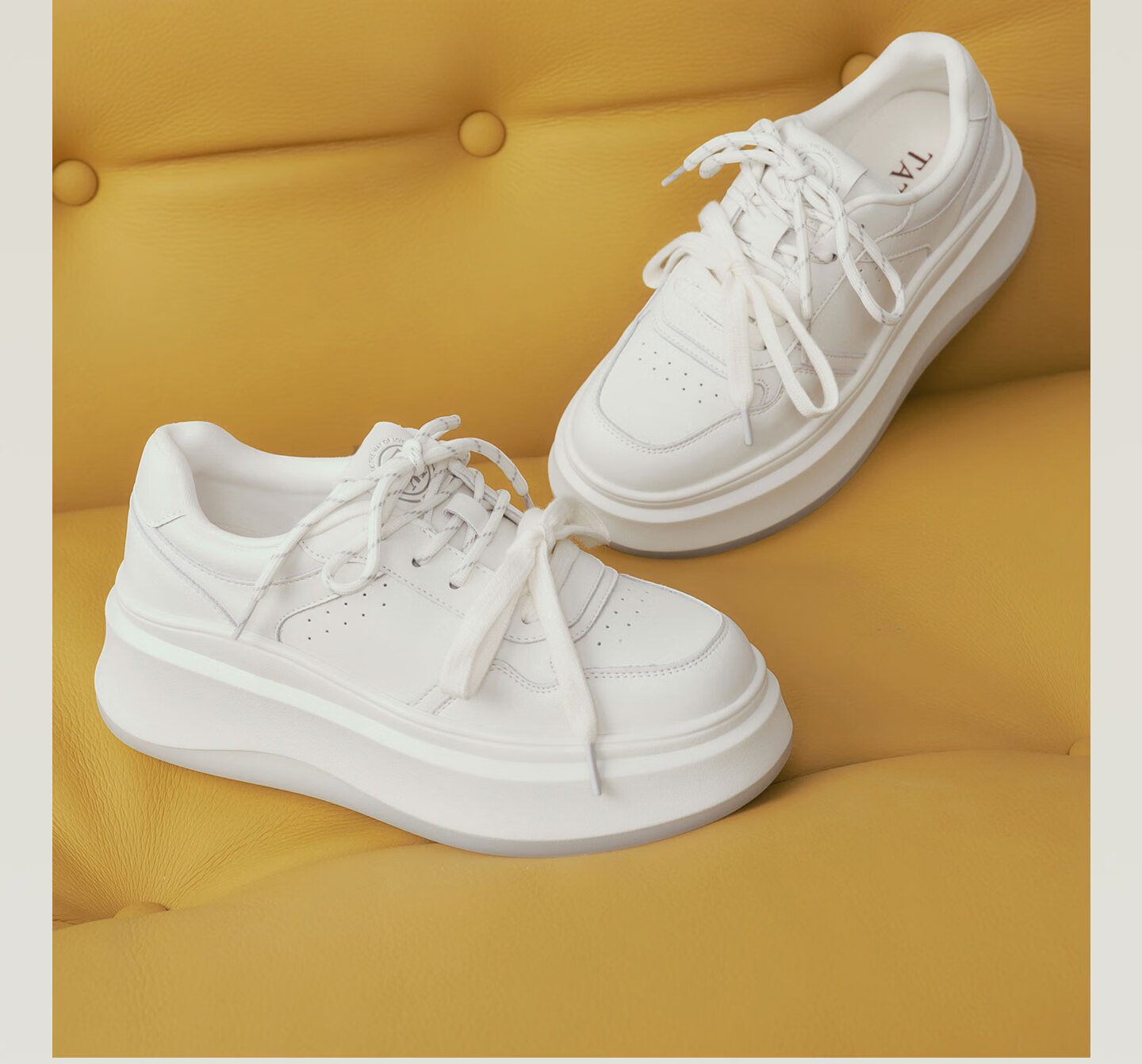 TATA 2026 Spring Fashion Casual Versatile Sneakers GCD11AM6 Beige/Brown Size 37 5