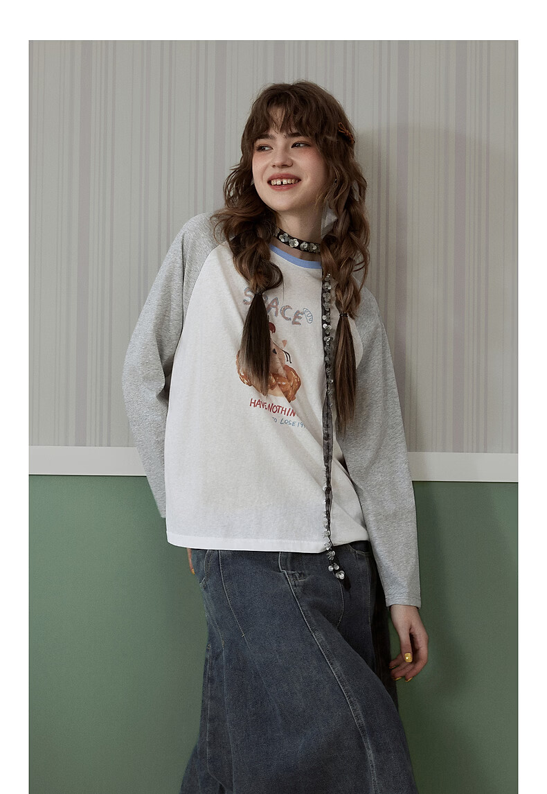 TonLion 2026 Spring Women's Raglan Long Sleeve T-Shirt Light Heather Gray M 8