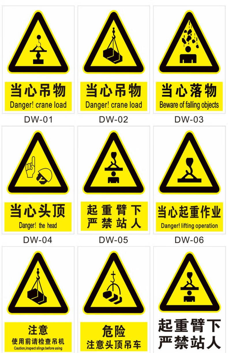 下严禁站人警示牌工地施工现场吊机位吊装区域禁止站人入内提示标志