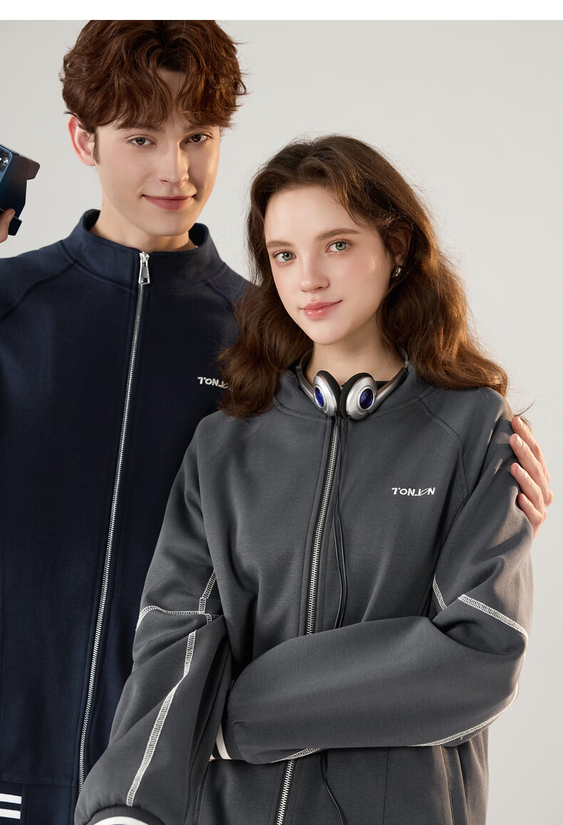 TonLion 2026 Spring New Couple Jackets Unisex Stand Collar Simple Commuter Style Unique Design Casual Loose Fit 14