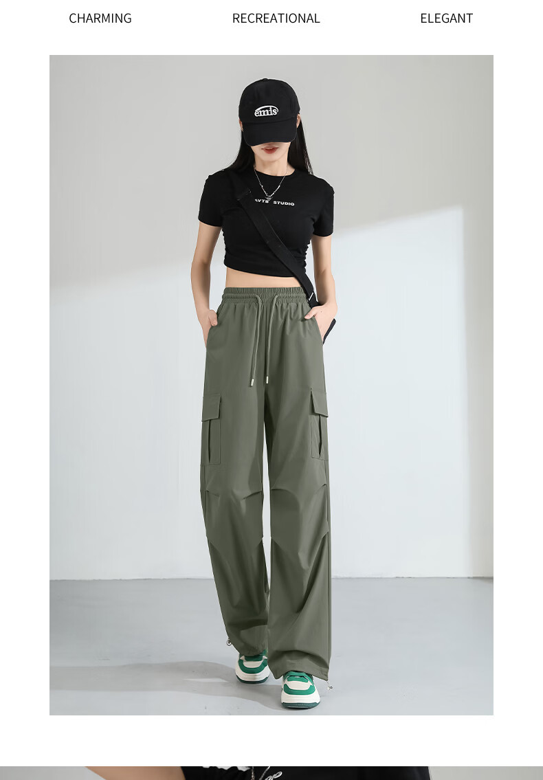 MJ STYLE Women's Casual Straight-Leg Cargo Pants 2026 Summer New Loose Breathable Outdoor Hiking Convertible Sports Trousers 10