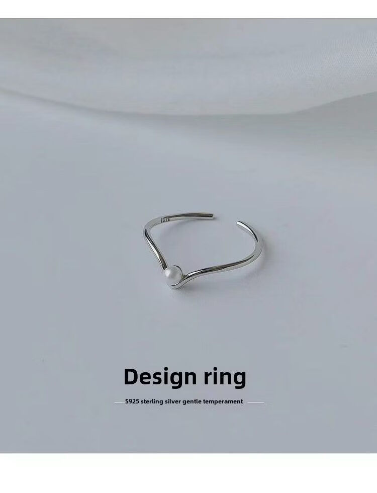 V-förmiger Perlenring Aus 925 Sterling Silber Für Damen Elegant_voghion.com