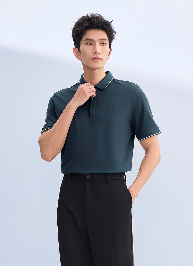 HLA Heilan Home Short Sleeve Polo Shirt 26 Light Business Classic Series Summer Men's Short Sleeve Collared Shirt 1