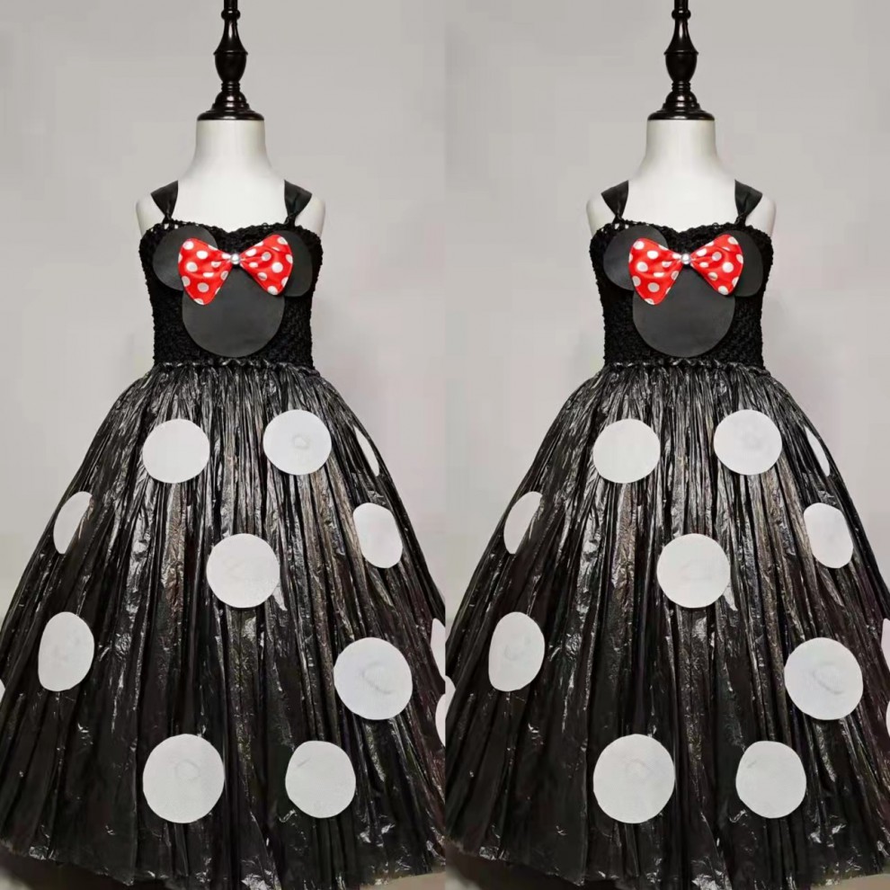 环保时装秀女孩环保服装儿童时装秀手工diy材料包幼儿亲子走秀白雪