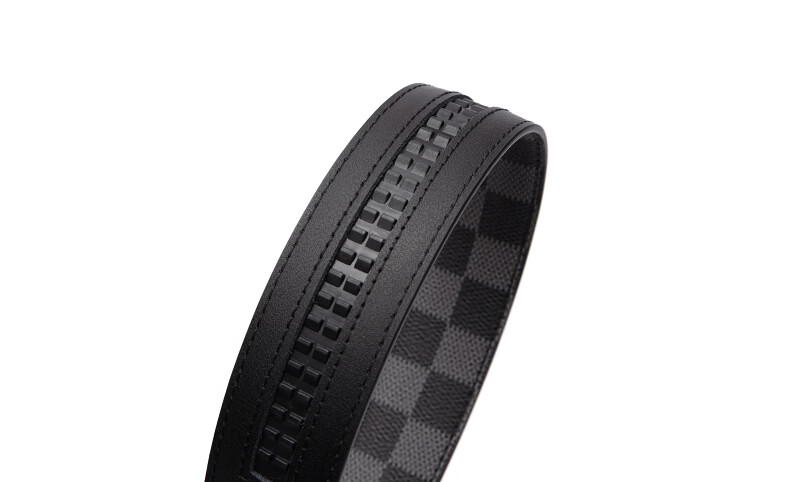 GXG Men's Commuter Black Automatic Buckle Belt with Checkered Letter Buckle Black 110cm 12