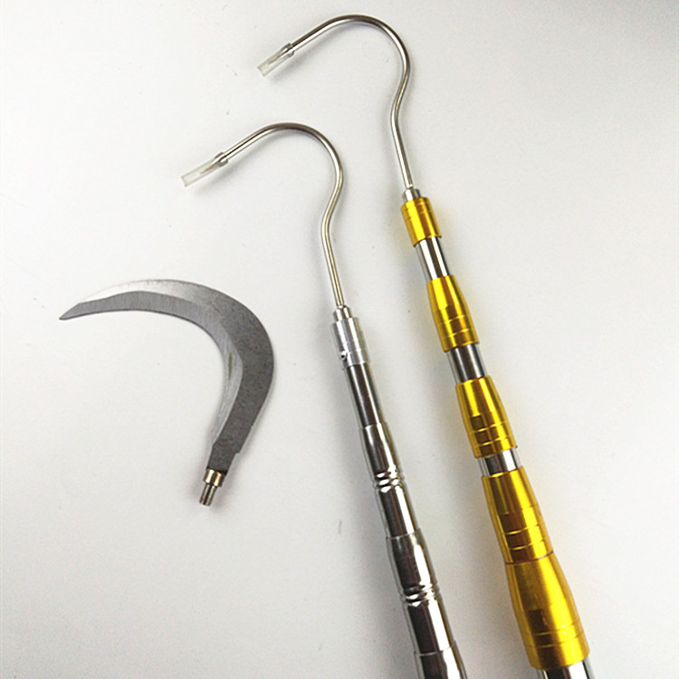 水草钩子配不锈钢伸缩杆加长钩5米抄网香椿杆渔具 5米白杆 搭钩 镰刀