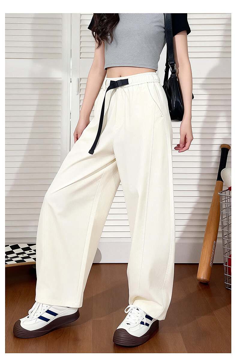 TonLion Curved Blade Work Pants Women's Spring Summer New Sports Casual Pants Elastic Buckle Design Waist Slimming Straight Pants 11