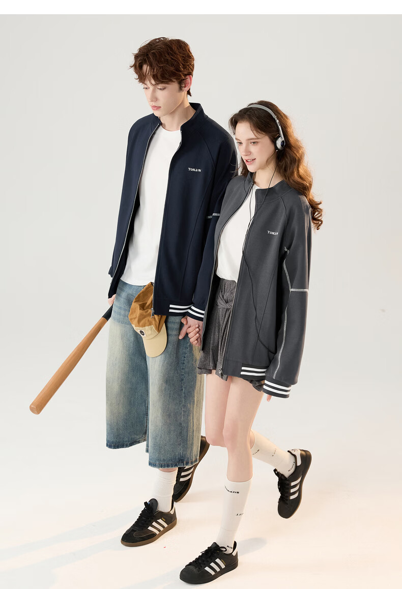 TonLion 2026 Spring New Couple Jackets Unisex Stand Collar Simple Commuter Style Unique Design Casual Loose Fit 15