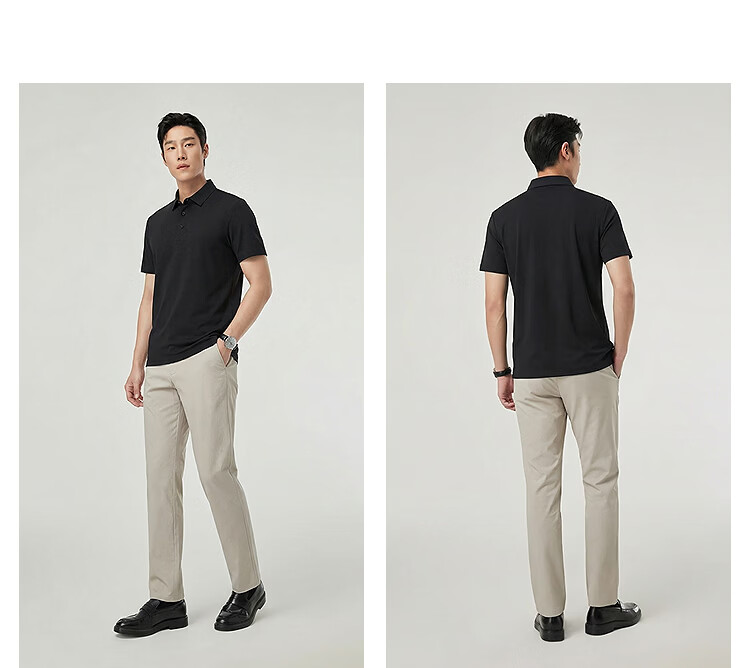 YOUNGOR Men's Summer Short Sleeve Polo Shirt UPF100+ Antibacterial Sun Protection Cooling Business Outdoor Collared T-Shirt 513136D 24