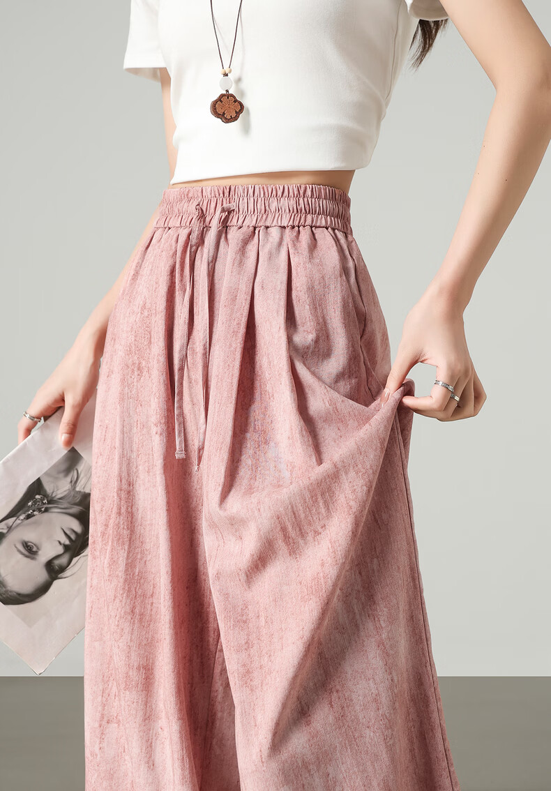 TonLion 2026 Spring Summer New Casual Women's Pants Girl Style Linen-Like Wide-Leg Draped Trousers 2